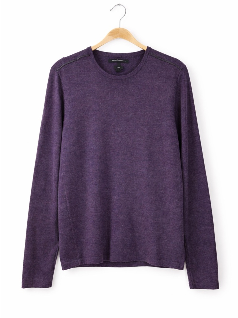 John Varvatos Luxe Purple Merino Wool Sweater with Leather Trim — Size M